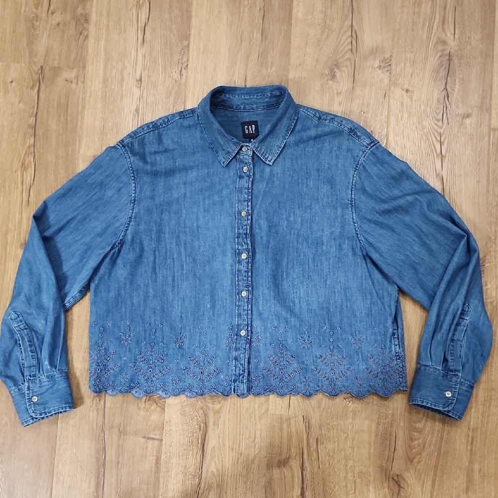 GAP Indigo Denim Shirt with Embroidery